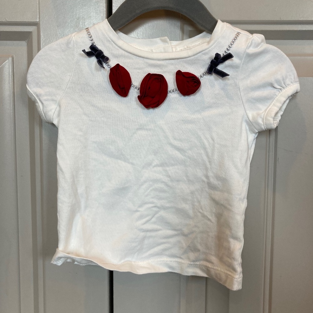 Baby girls Janie and Jack white floral detail shirt size 6-12 m